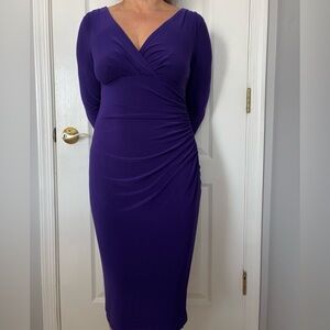 Ralph Lauren Elegant Deep Purple Faux Wrap Dress. Size 6